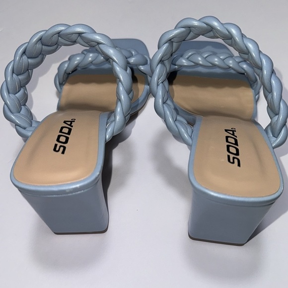 Soda Women's Braided Open Toe Double Strap Heels, Blue, 7.5 - Picture 8 of 9